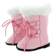PINK BUTTERFLY CLOSET Doll Shoes - Snow Light Pink Boots Fits American Girl & Other 18" Inch Dolls