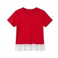thumbnail image 2 of Teen T-Shirts for Girls Short Sleeve Cute Lace Hem Crewneck T Shirts Casual Pullover Tops Summer Tops 13-14 Years Old Girl Clothes, 2 of 7