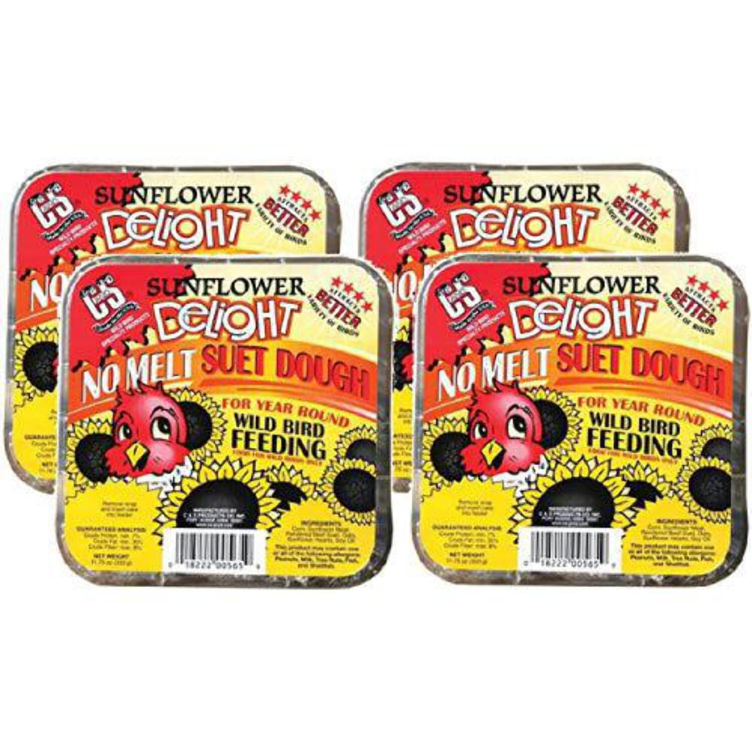 CS Sunflower Delight No Melt Suet Dough Bird Food 11.75 oz. 4-Pack
