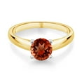 thumbnail image 2 of Gem Stone King 1.20 Ct Round Red Garnet 10K Yellow and White Gold Ring Ring (Size 6), 2 of 4