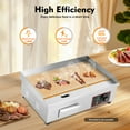 thumbnail image 3 of 22" Commercial Electric Griddle Stainless Steel Flat Top Grill, 1600W BBQ Hot Plate with Precise Temperature Control, Oil Drip Tray, Easy Clean, 3 of 12
