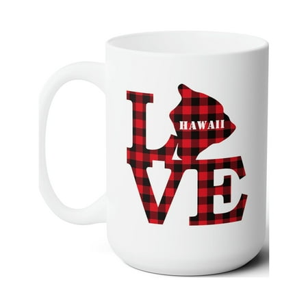 

Hawaii LOVE Plaid Ceramic Mug 15oz Fall/Winter Coffee Mug