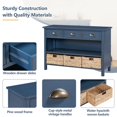 thumbnail image 6 of 3-Tier Wood Console Table with 3 Drawers,Retro Entryway Table Hallway Table with 3 Woven Baskets for Living Room, Hallway, Foyer,Office,Navy, 6 of 7