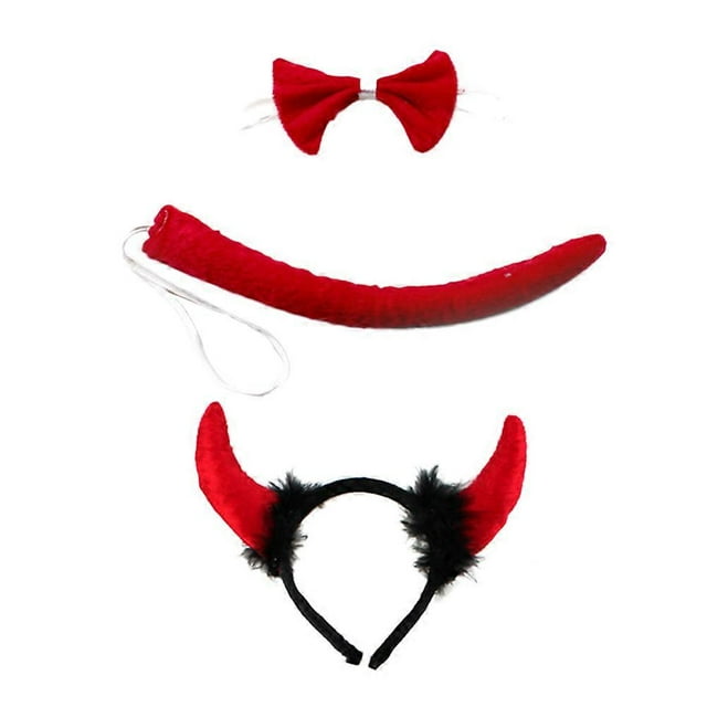Cosplay Accessory 3 Sets Cattle Horned Hair Band For Halloween Celebration Featuring Stylish Red Headband Design