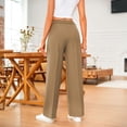 thumbnail image 4 of Zylarhe Women's Pants Women's Straight Leg Casual Pants Comfortable Versatile Trousers With Button Detail Side Pockets For Daily Wear All Seasons, 4 of 6