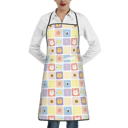 

Matuu Cat And Rabbit for Adjustable Cooking Aprons for Women with Pockets Kitchen Aprons for Men Water and Oil Resistant