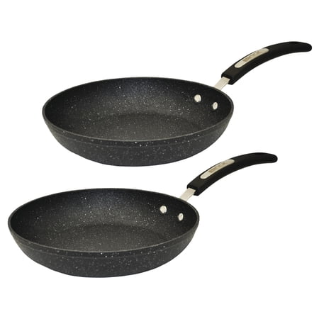 The Rock by Starfrit 9.5  Fry Pan with Bakelite Handle & 8  Fry Pan with Bakelite Handle
