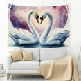 thumbnail image 5 of ZFLMY Swans Heart Shape Watercolor Polyester Wall Art Tapestry for Living Room Bedroom Dorm Decoration, Decorative Wall Hanging, Various Sizes Available 60x40in, 5 of 7