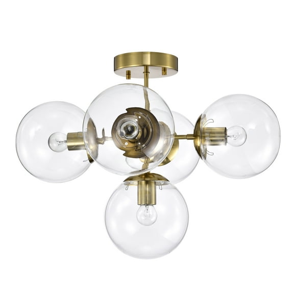 Haaris 20 in. 5-Light Indoor Polished Gold Finish Semi-Flush Mount Ceiling Light with Light Kit