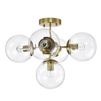 Haaris 20 in. 5-Light Indoor Polished Gold Finish Semi-Flush Mount Ceiling Light with Light Kit