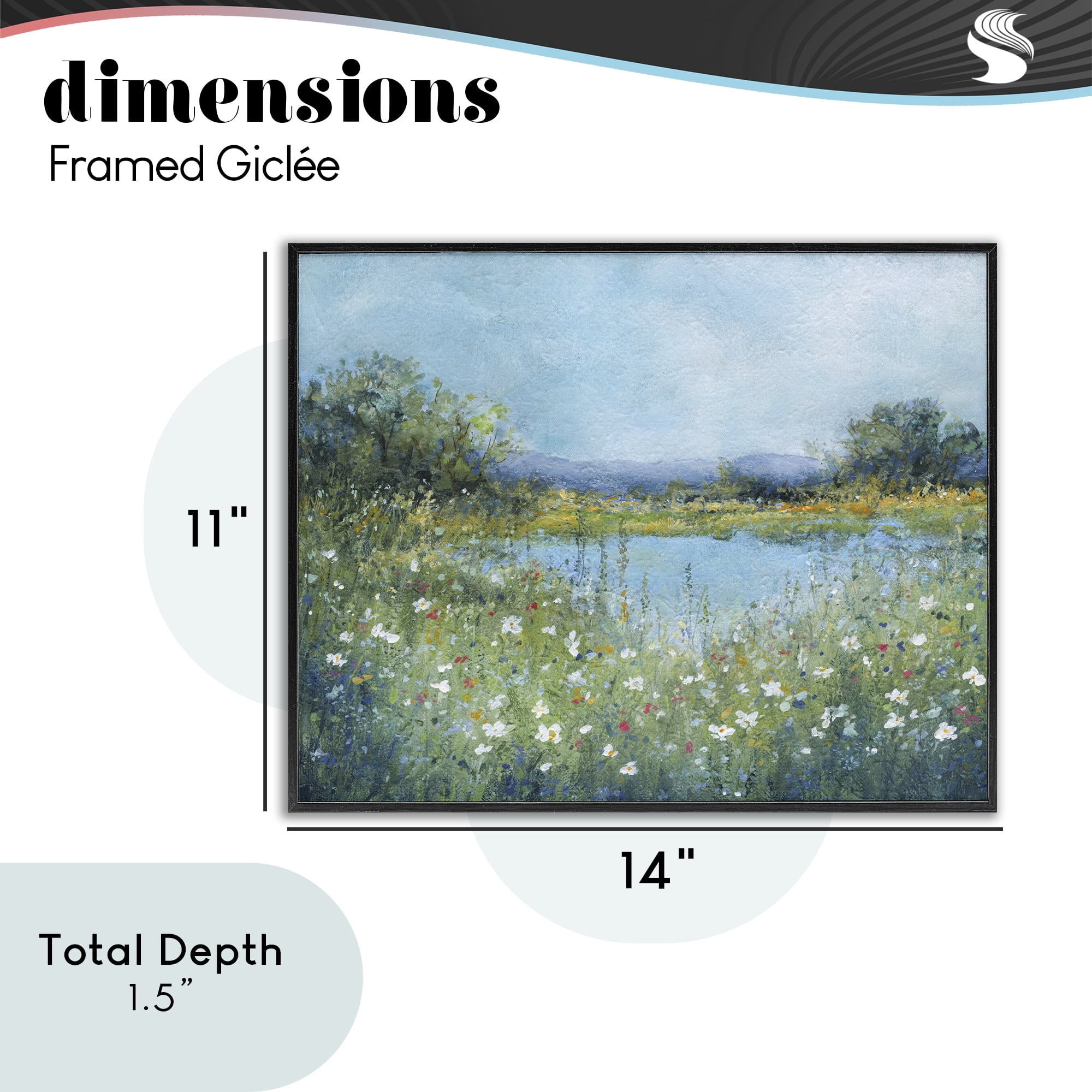 Stupell Industries Impressionist Meadow Surrounding Pond Black Framed Giclee Art, design by Carol Robinson