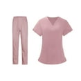 thumbnail image 3 of Women Nurse Uniform,Medical Nurse Scrubs,Breathable Tops And Pants Beauty Salon Ladies Scrubs Set,Clothing , Pink, XL, 3 of 9