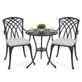 thumbnail image 3 of Nuu Garden 3 Piece Patio Bistro Sets, Cast Aluminum Bistro Table Set, Outdoor Patio Furniture with Umbrella Hole and Grey Cushions for Patio, Balcony, Black, 3 of 10