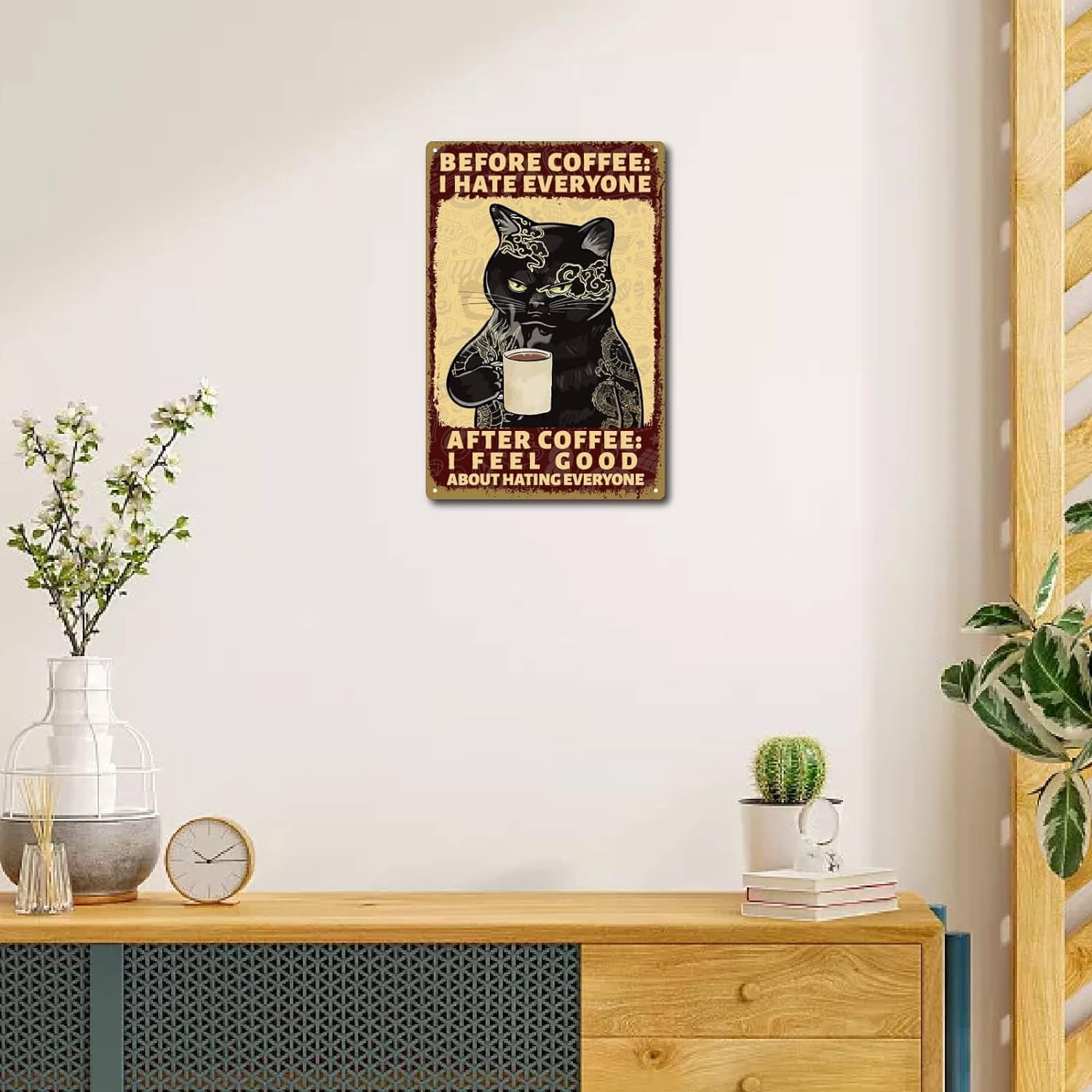 Targa In Latta Vintage 20x30 Cm Con Scritta 'Welcome To The Funny Farm' E Disegno Di Mucca, Pecora E Girasoli. Decorazione Da Parete Per Garage, Bar O Giardino.