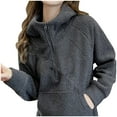 thumbnail image 3 of FNFHFY Womens Sherpa Hoodies Trendy Quarter Zip Up Fleece Pullovers Faux Shearling Half Zip Hooded Sweatshirt Jackets with Kangaroo Pocket, 3 of 4