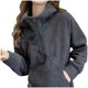 thumbnail image 4 of Abrigo y chaquetas informales con capucha de manga larga para mujer, abrigo de invierno informal cálido con media cremallera y bolsillo de color liso, 4 of 4