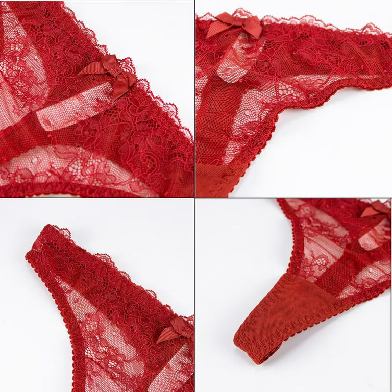 Women's Lace Thongs Soft Sexy See Through Underwear Breathable Invisible  Thongs Pack of 2
