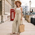 thumbnail image 3 of Coerni Summer Romper for Girls Spaghetti Strap Wide Leg Jumpsuit with Pocket Solids Casual Lightweight Overalls 4-15 Years, 3 of 6