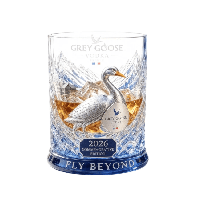Grey Goose Frozen Flight Edition Whiskey Glass Cup, Unique Sculpted Glass Vodka Decanter With Box for Home Bar Display