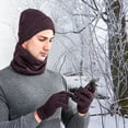 thumbnail image 2 of ievspot 1 Pcs Men Winter Beanie Hat Scarf Touchscreen Gloves Set Beanie Gloves Neck Warmer Set with Warm Knit Lined, 2 of 8