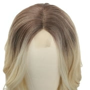 RYHAIR 30 inches Long Wavy HD Lace Front Wig with Ombre Platinum Blonde Synthetic Hair for Women Daily Cosplay