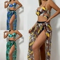 thumbnail image 3 of Yokua 3 Pcs Split Bathing Suit for Women Flower Print Swimwear Push Up Swimsuit, 3 of 16
