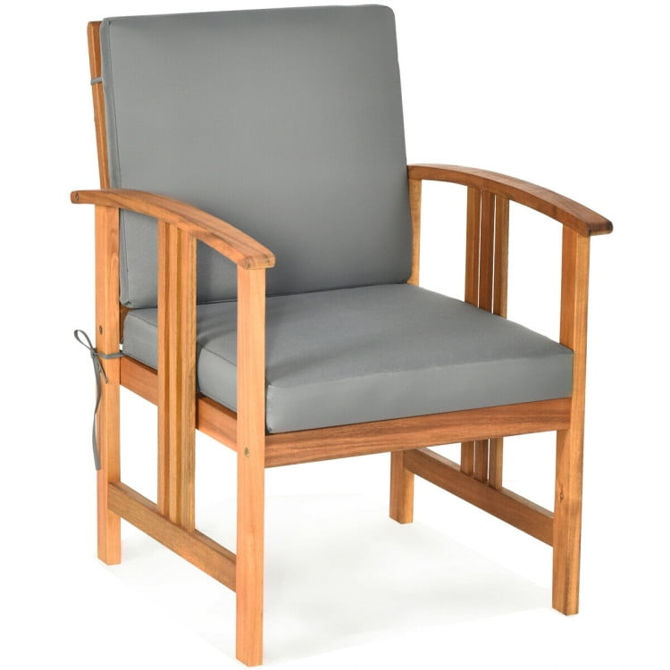 Aimee Lii 4 Pieces Solid Wood Outdoor Patio Sofa Furniture Set, Wooden Patio Furniture Set, Gray Aimee Lii 4 Pieces Solid Wood Outdoor Patio Sofa Furniture Set, Wooden Patio Furniture Set, Gray