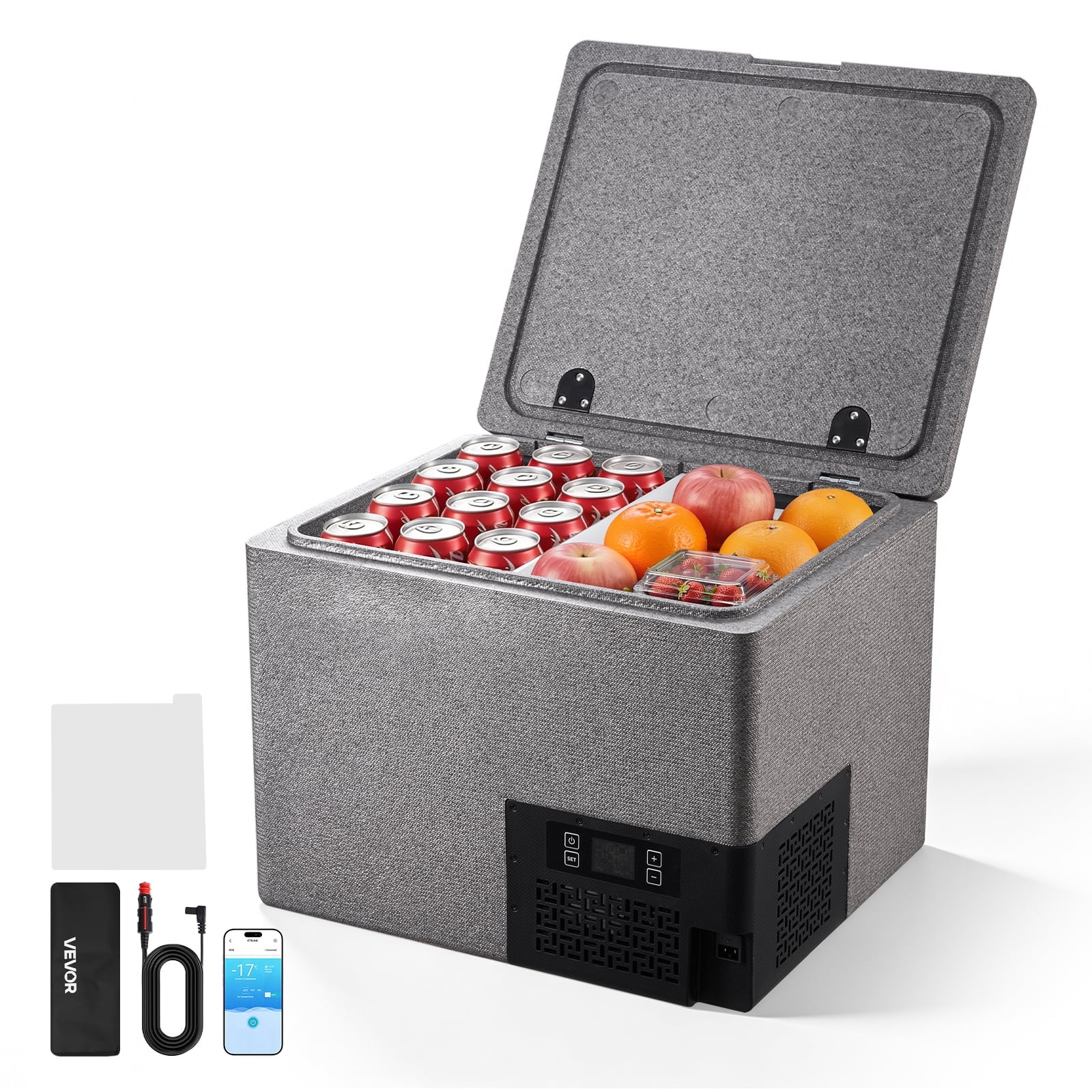 VEVOR 12 Volt Refrigerator, 42.3 QT/ 40L Car Fridge, Portable Ultra-Light EPP Freezer, APP Control Electric Compressor, 12V/24V DC, 14℉ to 50℉, for Truck Van RV SUV Boat Travel Camping