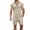 Khaki, variant on Riecok Big and Tall Short Sets 2 Piece Lounge Sets Collared Short Sleeve Zip Tops and Drawstring Shorts Loose Outfits White 3XL