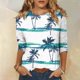 thumbnail image 1 of ICHUANYI Liquidación Moda Mujer Impreso Camiseta Suelta 3/4 Mangas Blusa Cuello Redondo Casual Tops ICHUANYI WER2023082203033, 1 of 4