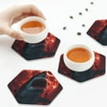 thumbnail image 4 of Leather Coasters with Heat-resistant for Drinks, Red Moon Shark Sailboat -标题2 Hexagon, 4 of 5