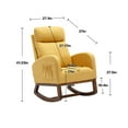 thumbnail image 2 of Rocking Chair, Mid-Century Modern Nursery Rocking Armchair, Modern Leisure Single Sofa with Arm and Side Pocket, Upholstered Tall Back Glider Rocker, for Living Room, Bedroom, Office, Yellow Linen, 2 of 7