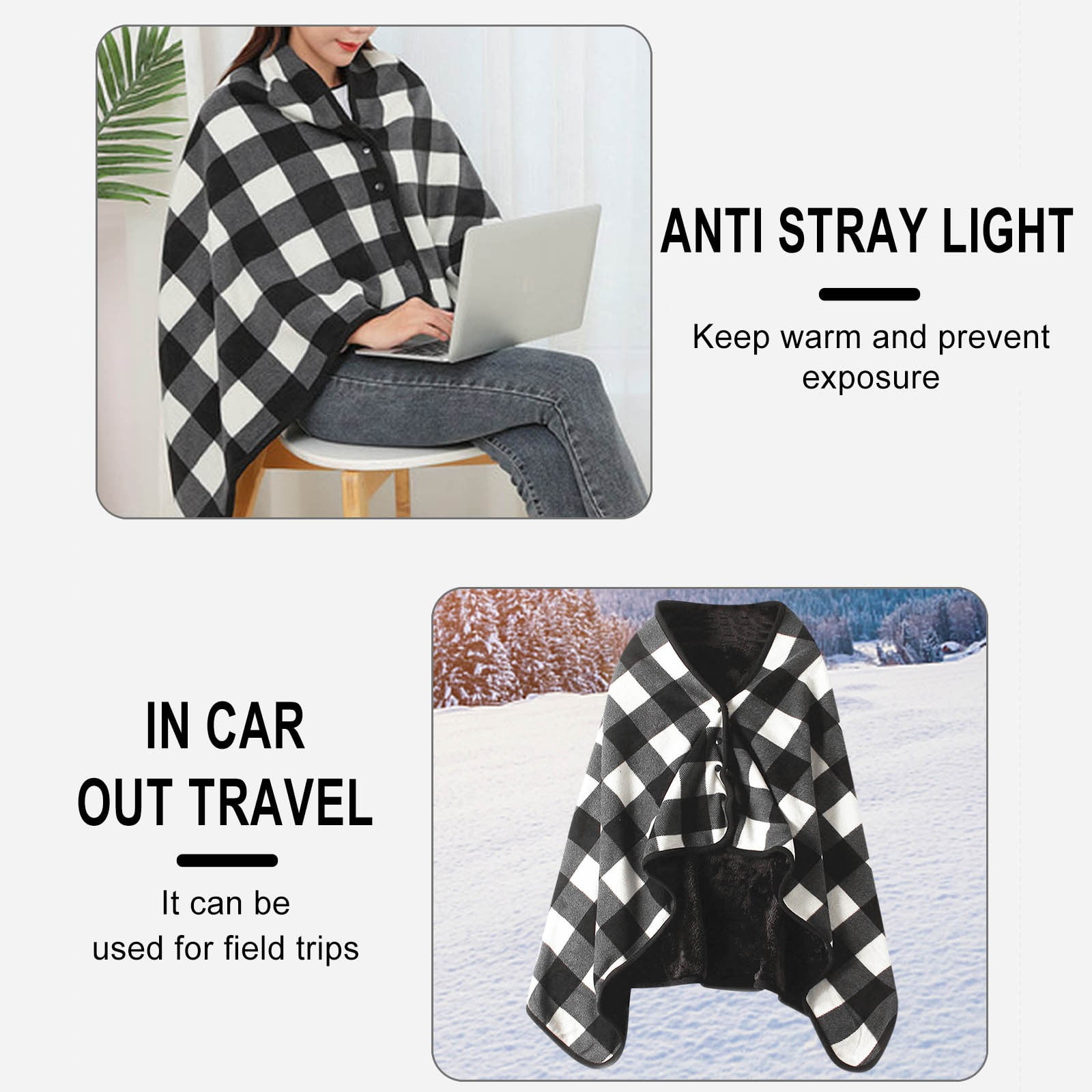 Home Decor Clearance Under 5 Wearable Plaid Fleece Blanket With Button Nordic Shawl Blankets For Office Sleep Winter Warm Travel Sofa Bed Throw Blanket JE2360 Walmart