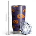 thumbnail image 2 of 20oz Tumblers Halloween Pumpkins and Bats on Purple Stainless Steel Vacuum Insulated Double Wall Travel Tumbler Cups Mug with Lid and Straw,Cleaning Brush for Cold & Hot Drinks, 2 of 7