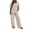 White, variant on Two Piece Lounge Sets for Women Fashion Buttons Side Slit Solid Color Round Neck Short Sleeve Tops Elastic Waist Pants Sets Lounge Sets Wide Leg Pants Sets with Pockets