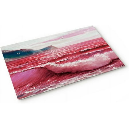 

Seascape Indoor Doormat Entrance Floor Mat Rubber Backing Anti-Slip Door Mat Door Rugs for Bathroom Kitchen Decorch Summer Hand Painted Red Ocean Waves Art 24x16 Inch