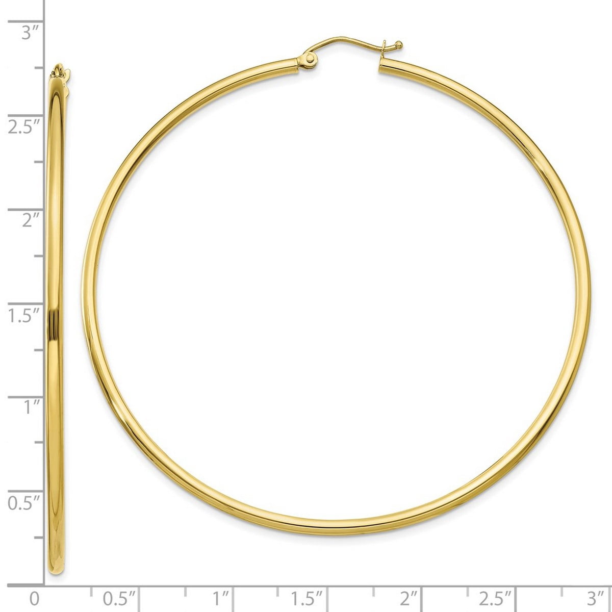 10K Polished 2mm Tube Hoop Earrings 10T924