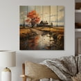 thumbnail image 2 of Designart "Autumn Horizons of Barns I" Countryside Print on Natural Pine Wood, 2 of 5