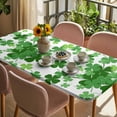thumbnail image 3 of St. Patrick's Day Table Cloths for 6 Foot Rectangle Tables, Spring Green Lucky Four-leaf Grass Patio Waterproof Elastic Fitted Tablecloths, Washable Rectangular Table Cover for Camping, 3 of 8