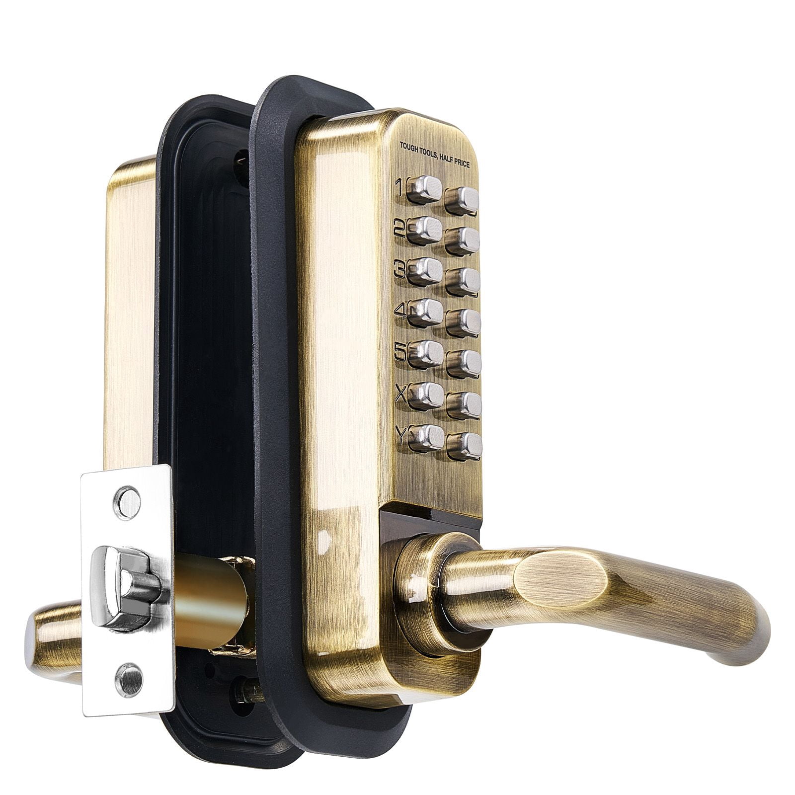 Mechanical Keyless Door Lock Gen2 Double-Sided 4-7 Digit Code No Batteries 1.4-2.5 Inch Door Thickness for Gate Garage