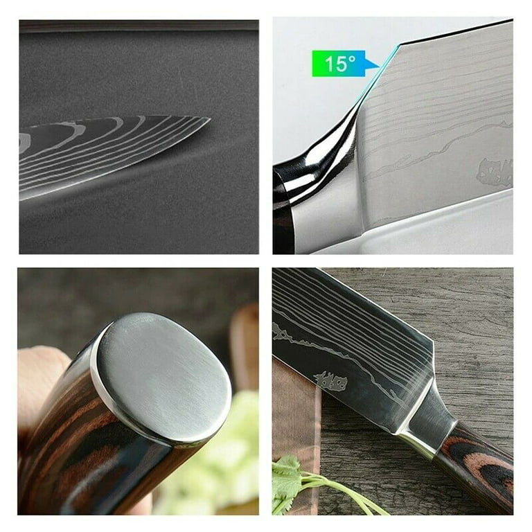 Kitchen Knife Sets, 10PCS Japanese Damascus Pattern Stainless Steel 7CR17  Resin Handle Chef's Knife Cleaver Slicing Kitchen Accessories (Color 