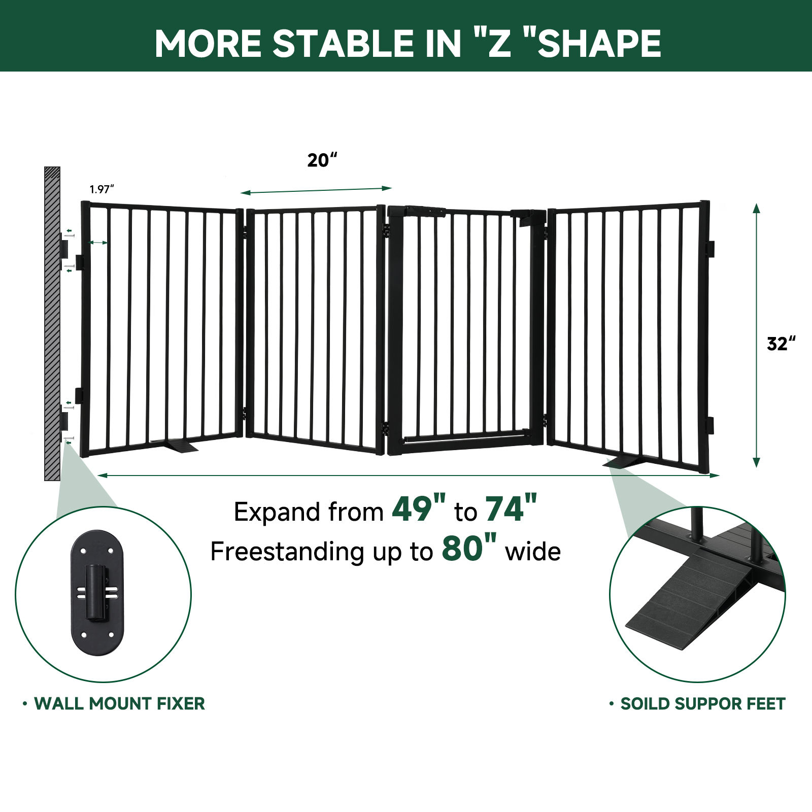 Furggis Pet Playpen, Dog Pen Foldable, Dog Exercise Fence with 4 Panels, 32"H - Black