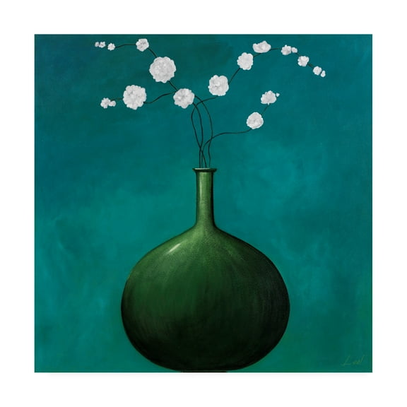 Trademark Fine Art 'Green Vase Over Blue' Canvas Art by Pablo Esteban