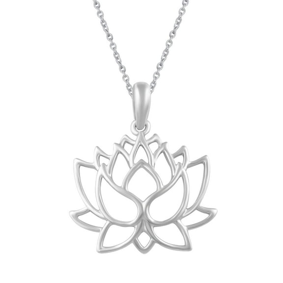 Open Lotus Flower Charm Necklace Pendant in 925 Sterling Silver Jewelry
