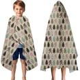 thumbnail image 3 of Beige Bigfoot and Pine Tree Pattern Hooded Bath Towel，50"x30" for Ages 3 To 12 Kids, Quick Dry Lightweight Soft Microfiber Hood Beach Towel Cover Up for Kids, 3 of 7