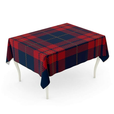 

KDAGR Checkered Blue and Red Tartan Plaid Scottish Pattern Flannel Tablecloth Table Desk Cover Home Party Decor 60x84 inch