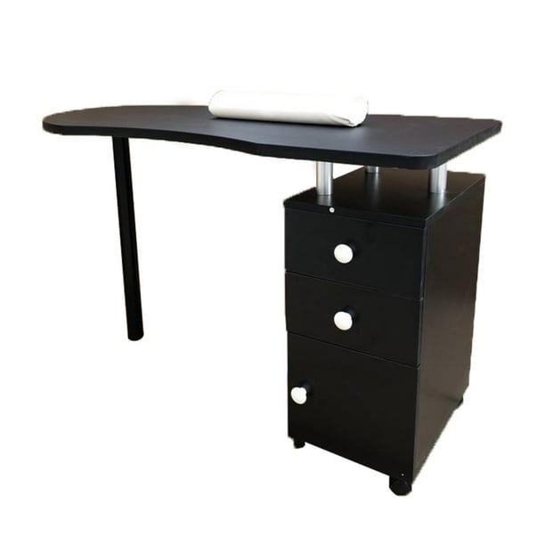 UBesGoo Nail Table Portable Manicure Table Station with 3 Drawers a Cupboard and Wrist Rest