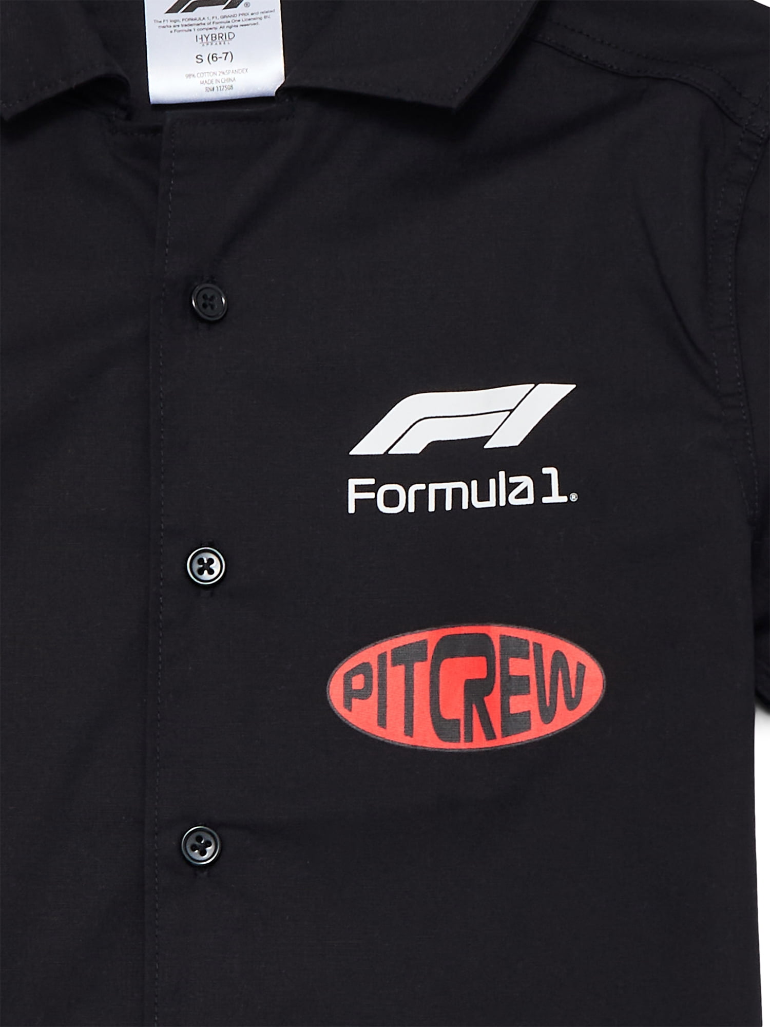 Formula 1 Racing Boys Graphic Button Up Tee with Short Sleeves, Sizes 4-18