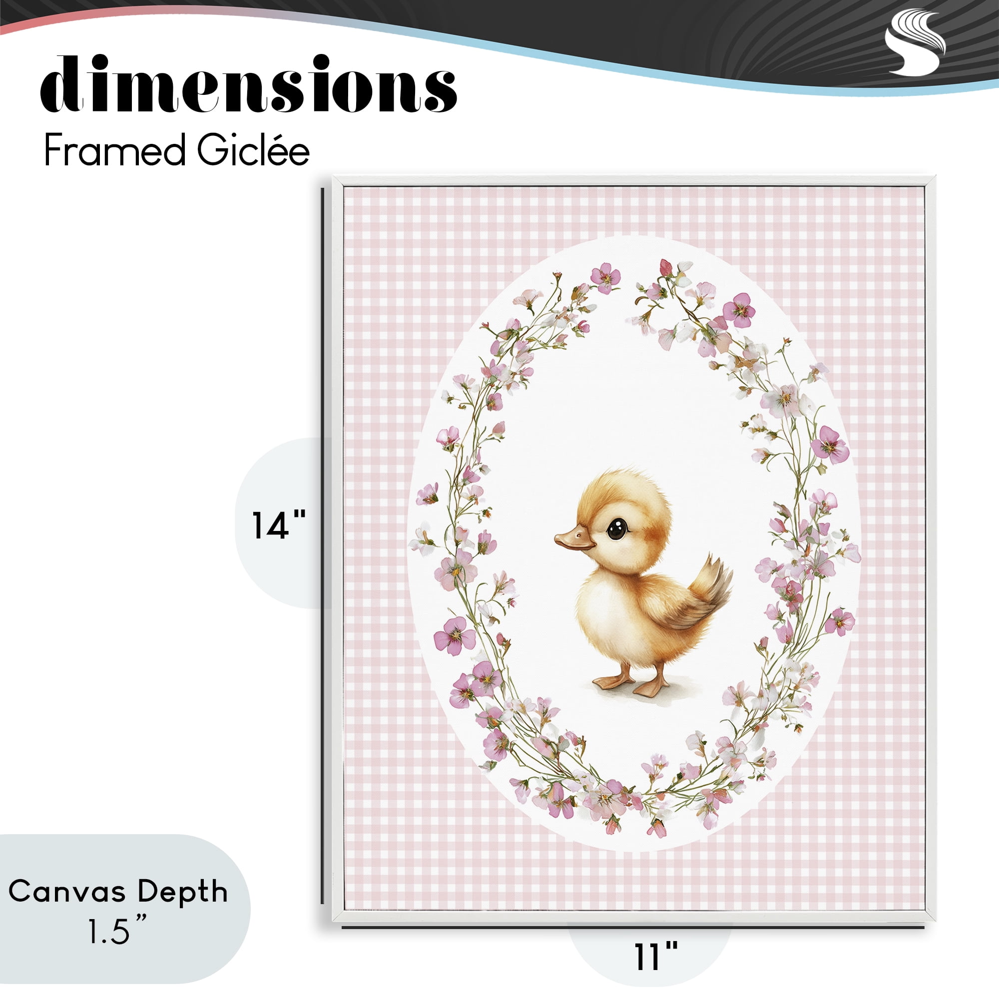 Stupell Industries Spring Gingham Duckling White Framed Giclee Art, design by Christine Simpson Art