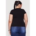 thumbnail image 4 of Women's Plus Size Solid Square Neck Short Sleeve Top, 4 of 4